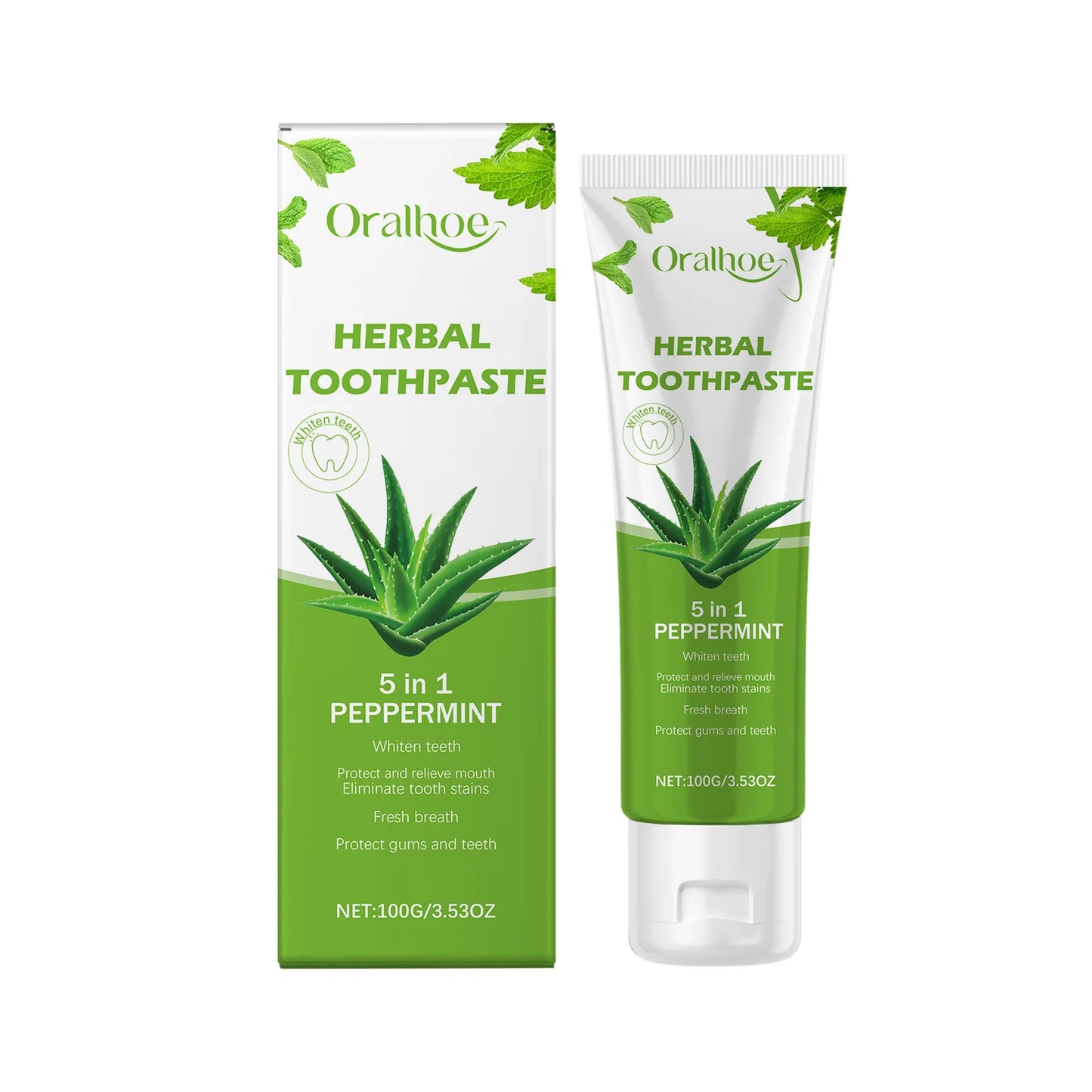 Oralhoe Aloe Vera Herbal Toothpaste Deep Clean Bad Breath