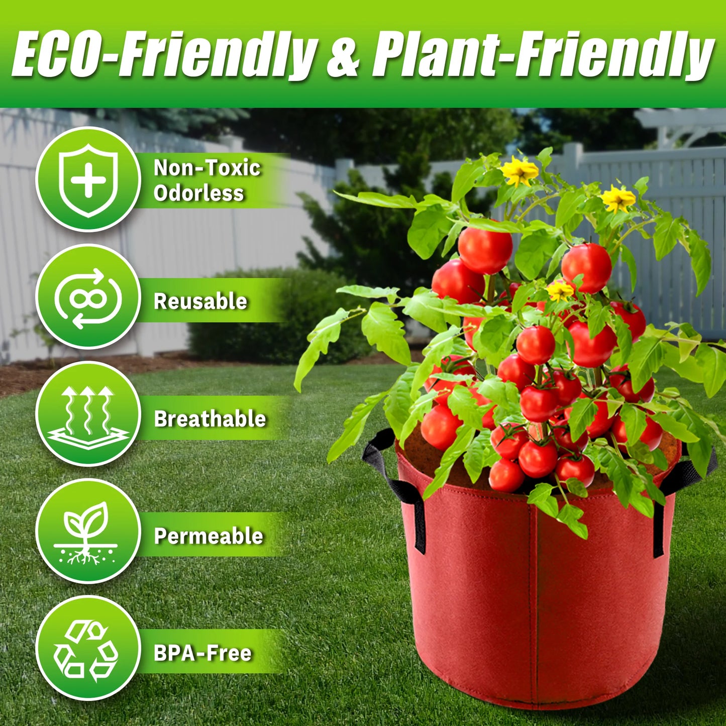 5 Gallon Grow Bags 7 Pack Colorful Fabric Pots With Handles