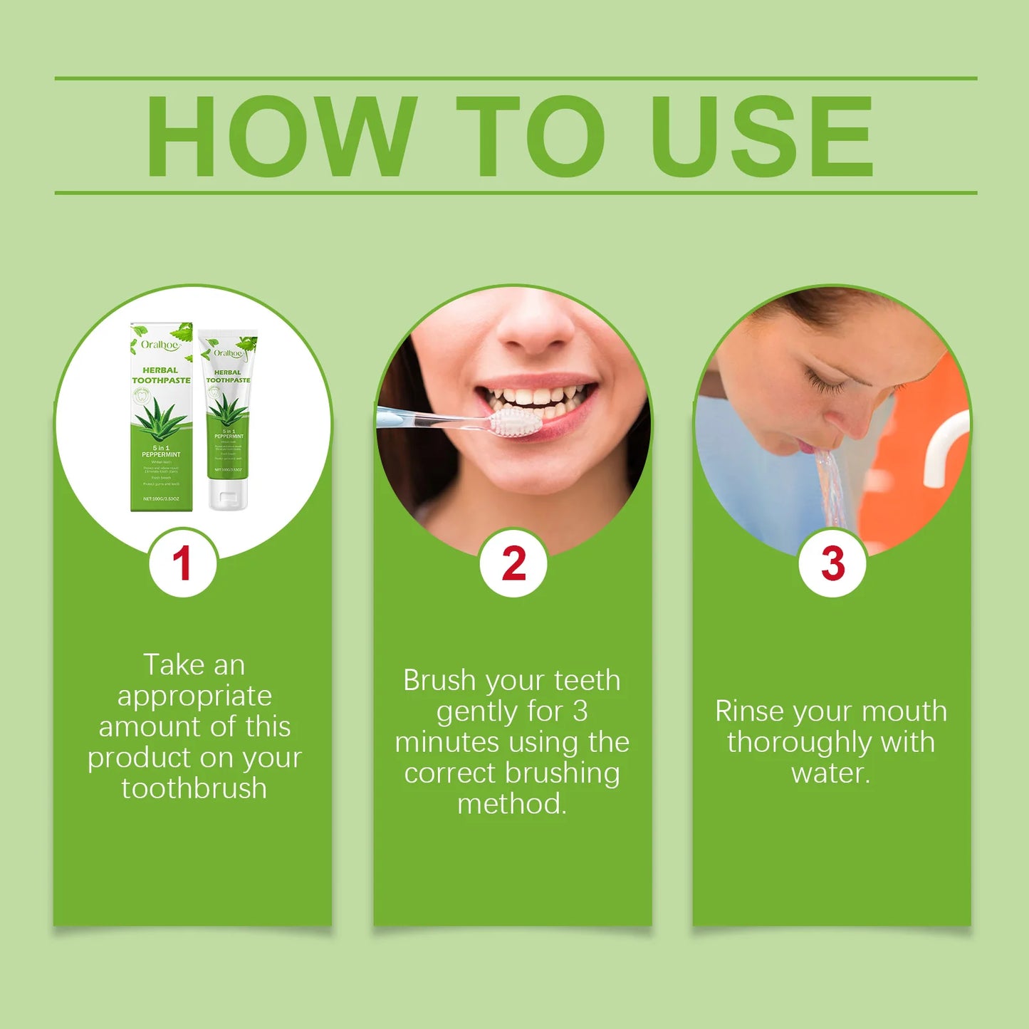 Oralhoe Aloe Vera Herbal Toothpaste Deep Clean Bad Breath