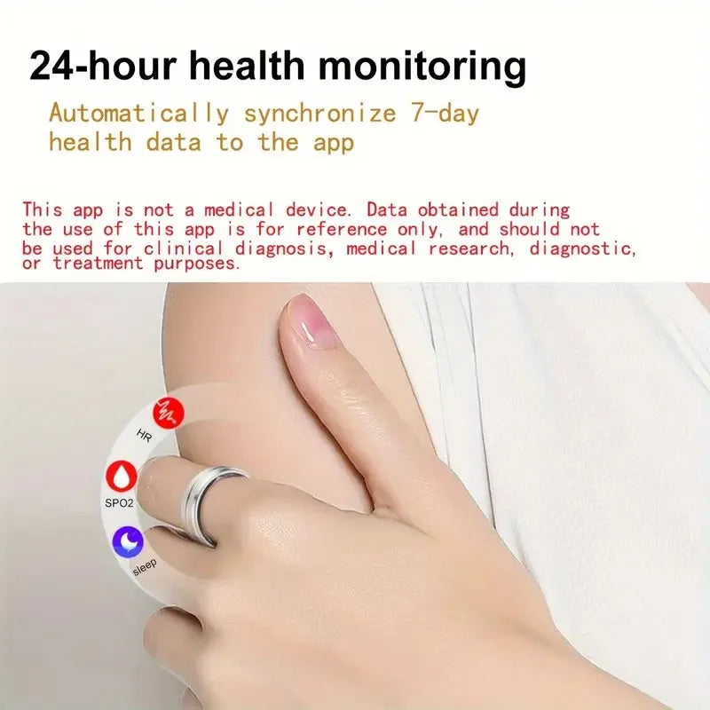 Fashion Women's Smart Ring, Sports Style Wide Ring, 5 Sports Mode Data Tracker, Sleep Quality Monitor, Stainless Steel Material