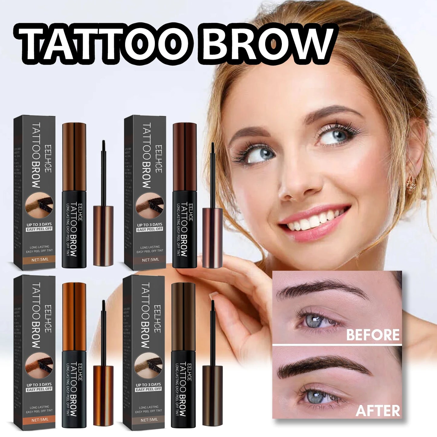 Eelhoe Eyebrow Gel Tint Peel Off Dye Long Lasting Waterproof
