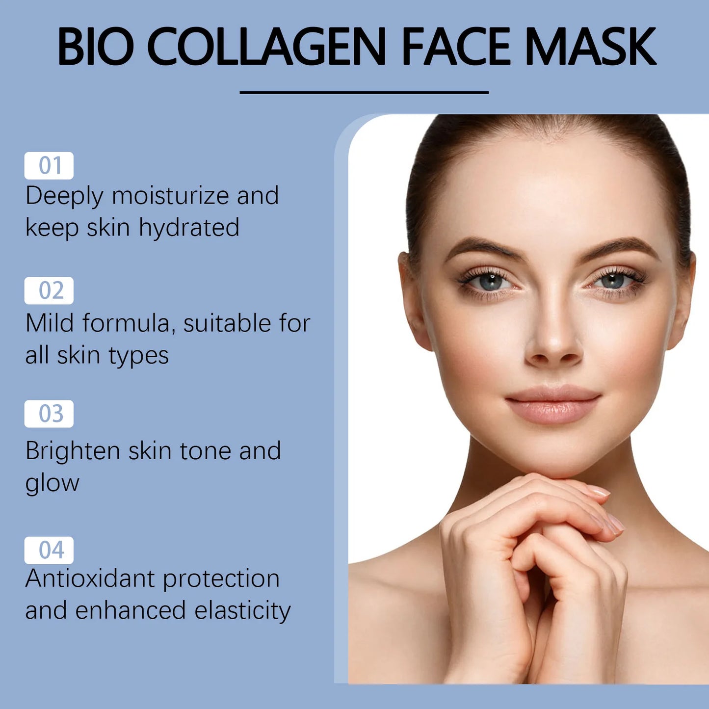 Hoygi 4Pcs Bio Collagen Moisturizing Face Mask Brightening