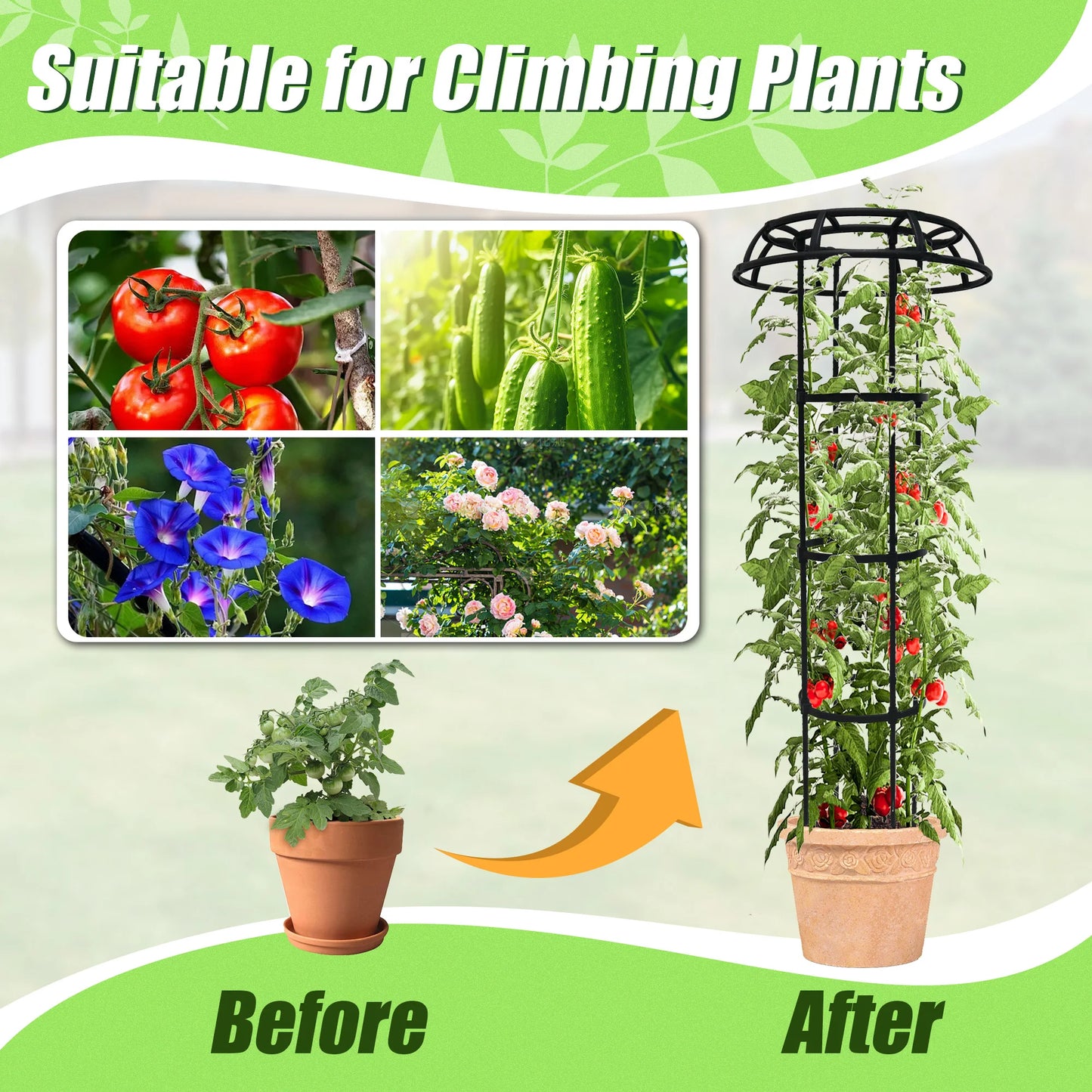 41 Inch Mushroom Top Garden Trellis For Climbing Plants