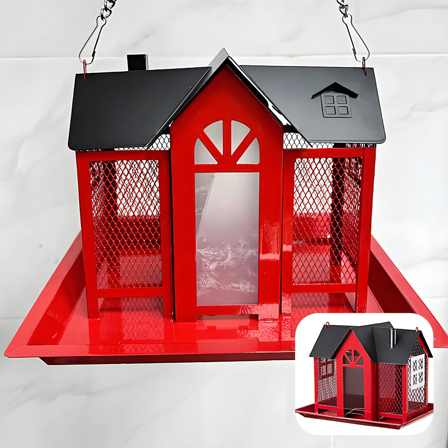 Solar Bird Feeders House for Outside Hanging, Metal Wild Bird Feeder for Outdoors, Large Cardinal Bird Feeder Birdhouses Squirre