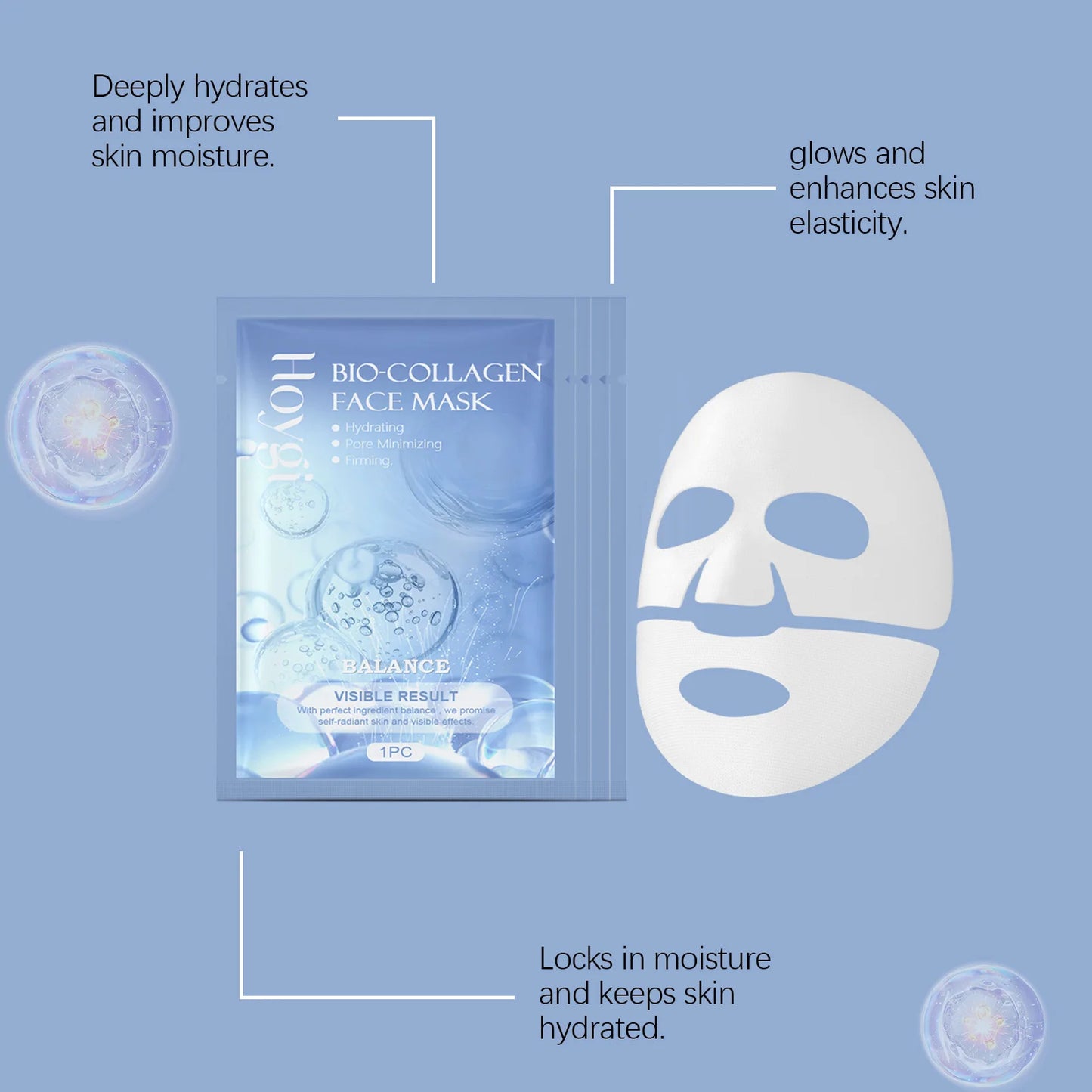 Hoygi 4Pcs Bio Collagen Moisturizing Face Mask Brightening