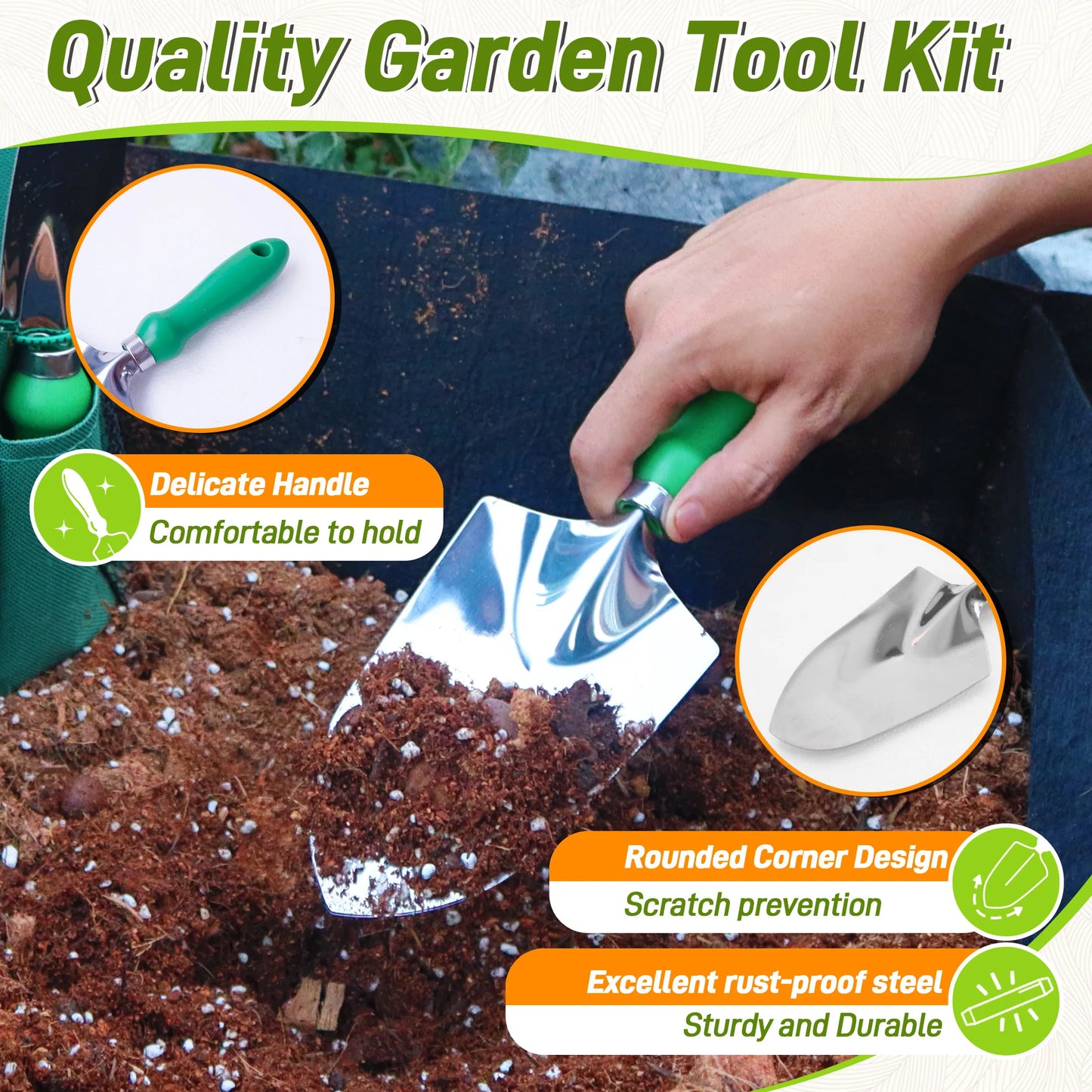 11pcs Garden Tool Set | Gardening Tools With Organizer HandBag, Ideal For Digging Planting Pruning
