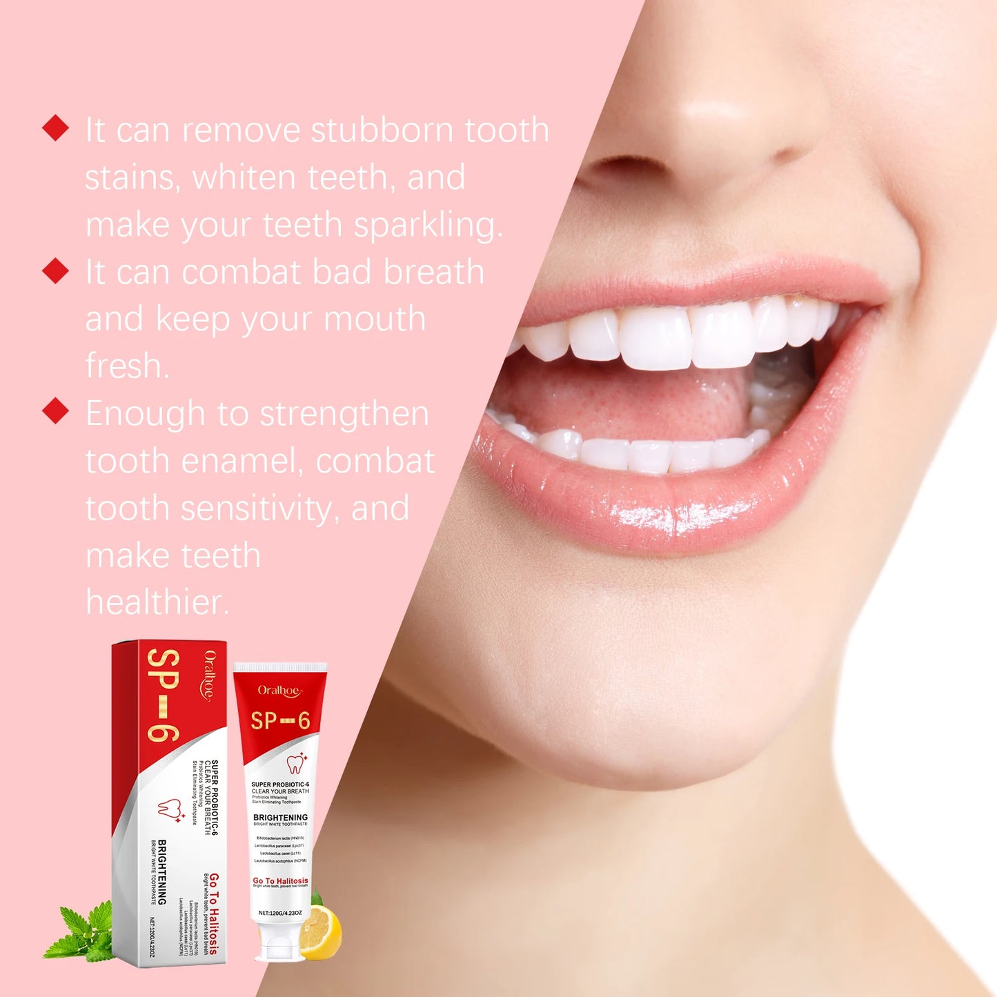 Oralhoe Probiotic Toothpaste 120g Whitening Remove Plaque