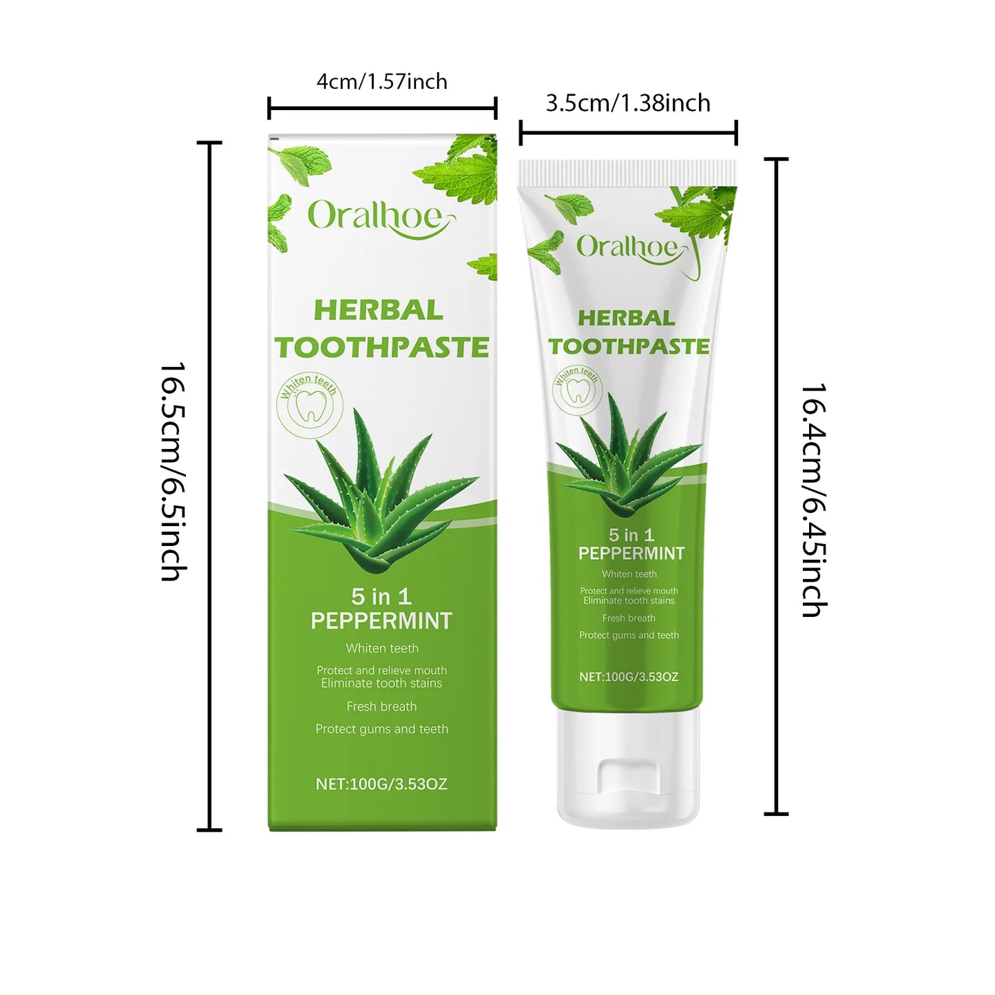 Oralhoe Aloe Vera Herbal Toothpaste Deep Clean Bad Breath