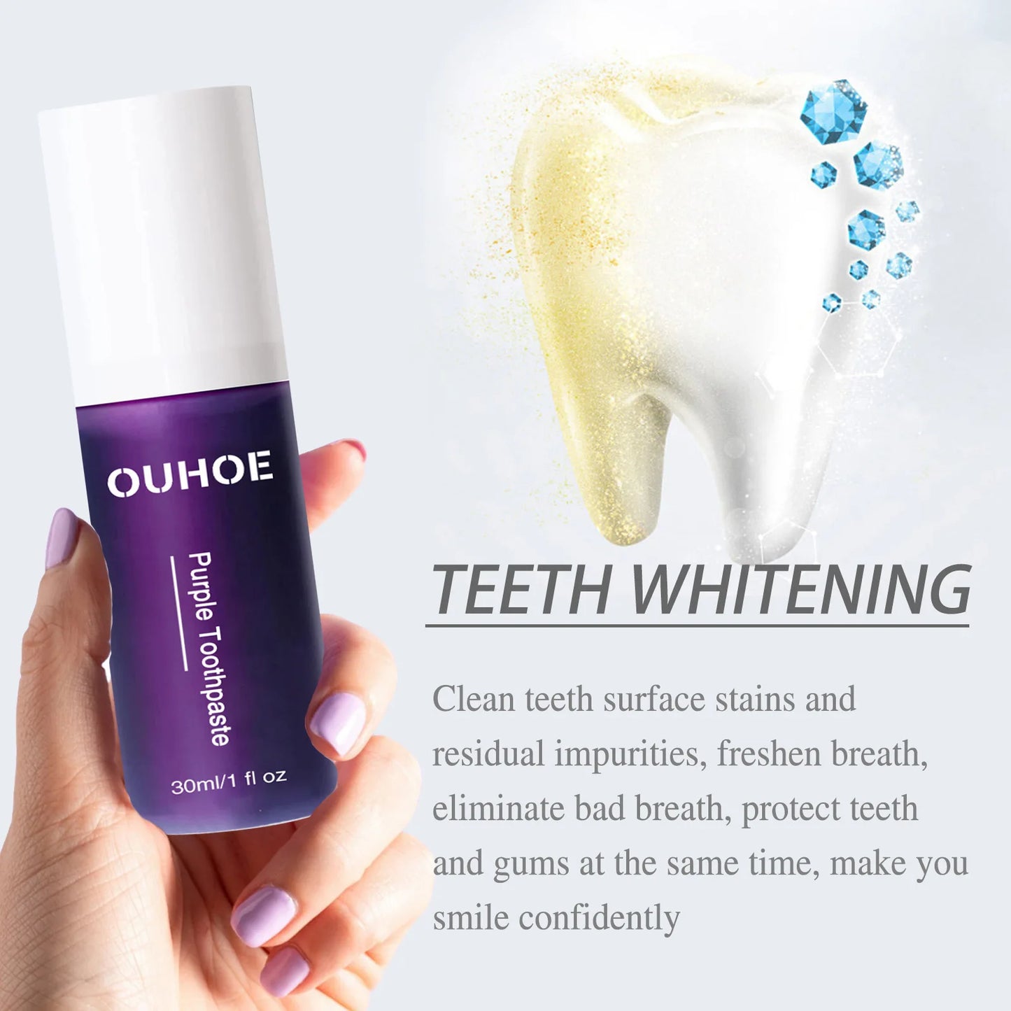Ouhoe 30ml Purple Color Corrector Toothpaste Whitening Stain