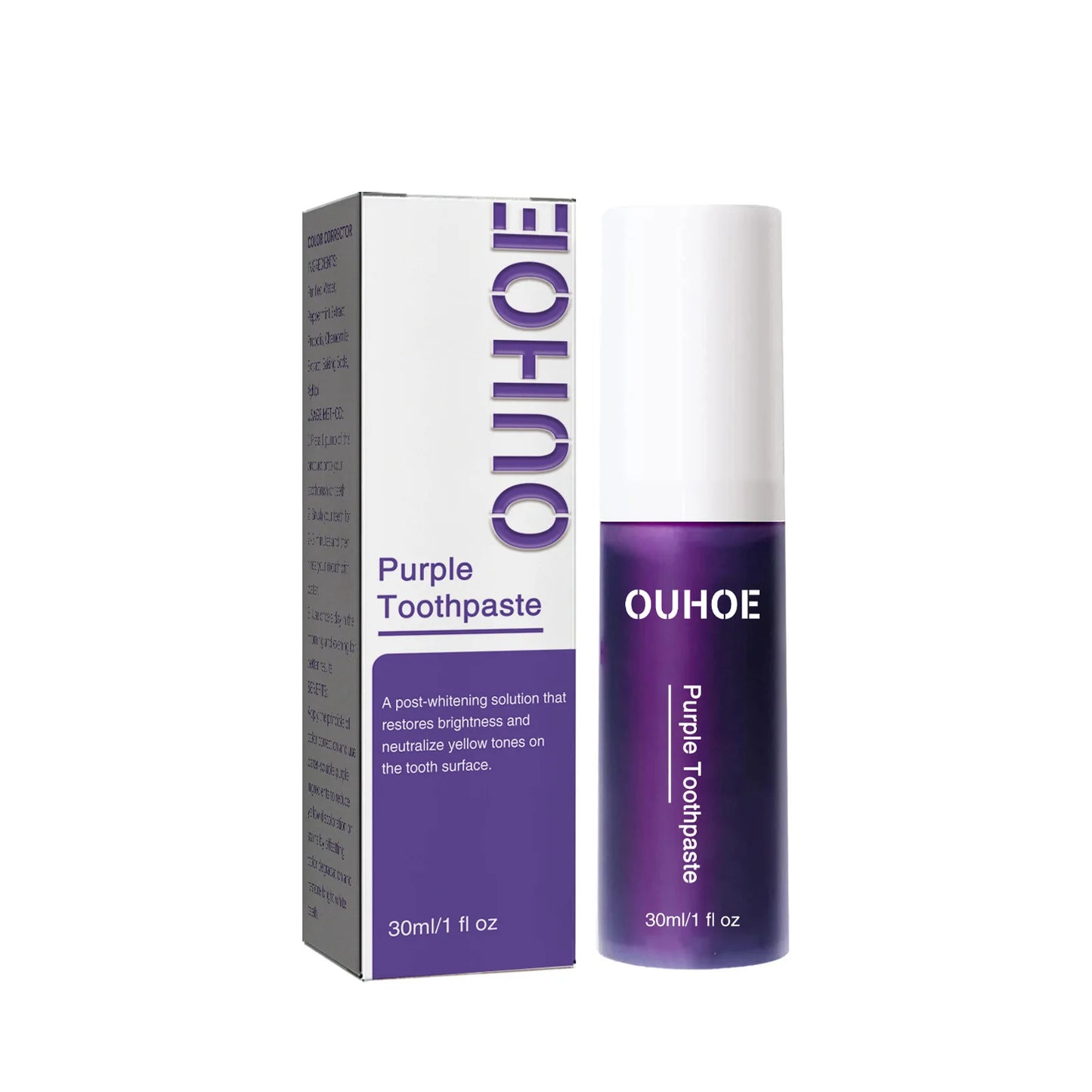 Ouhoe 30ml Purple Color Corrector Toothpaste Whitening Stain