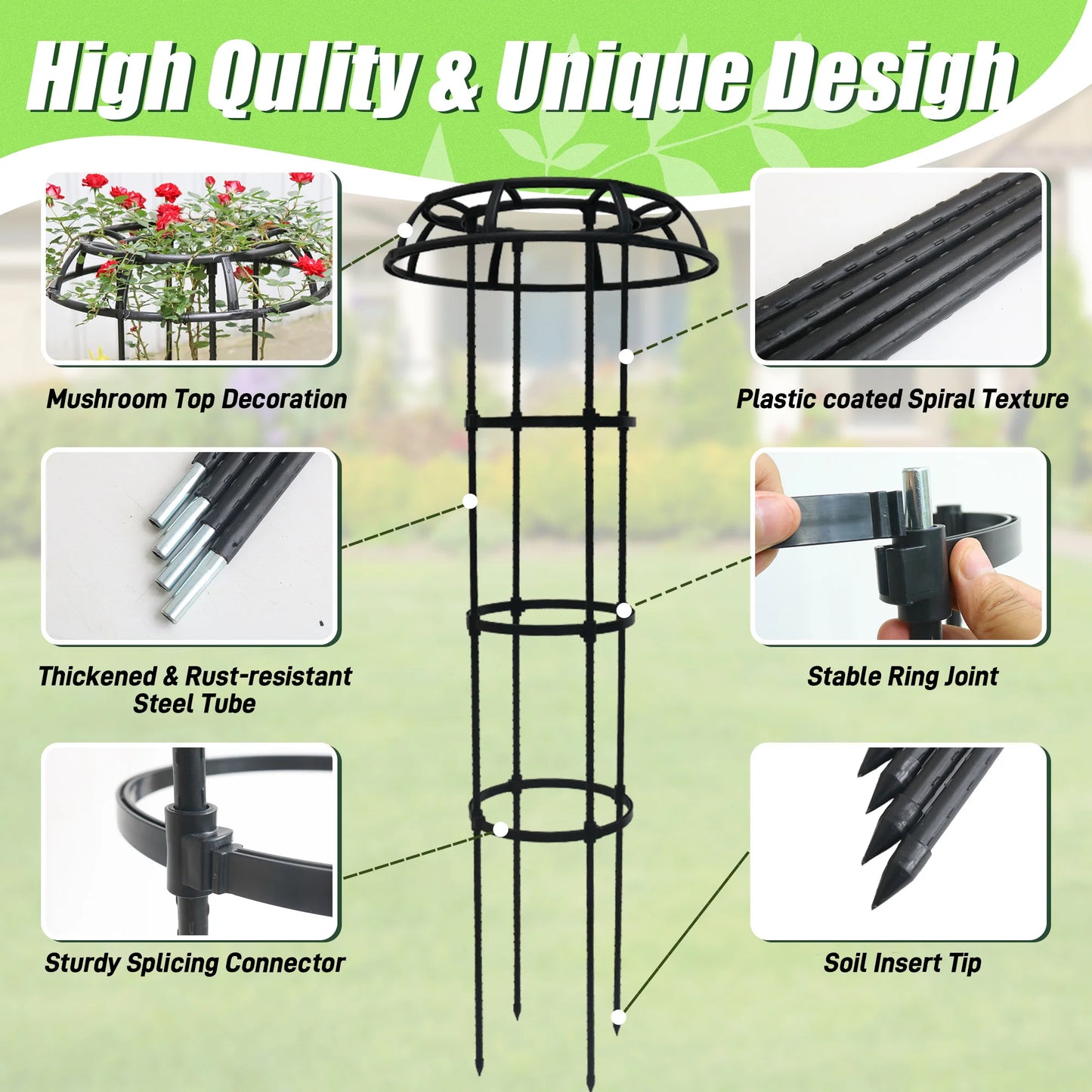 41 Inch Mushroom Top Garden Trellis For Climbing Plants