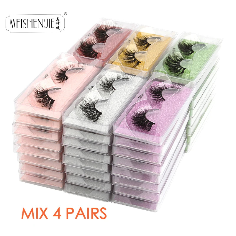 Wholesale Mink Eyelashes 4/10/30/100pcs 3d Mink Lashes Natural fake Eyelashes messy false Eye lashes Makeup False Lashes In Bulk