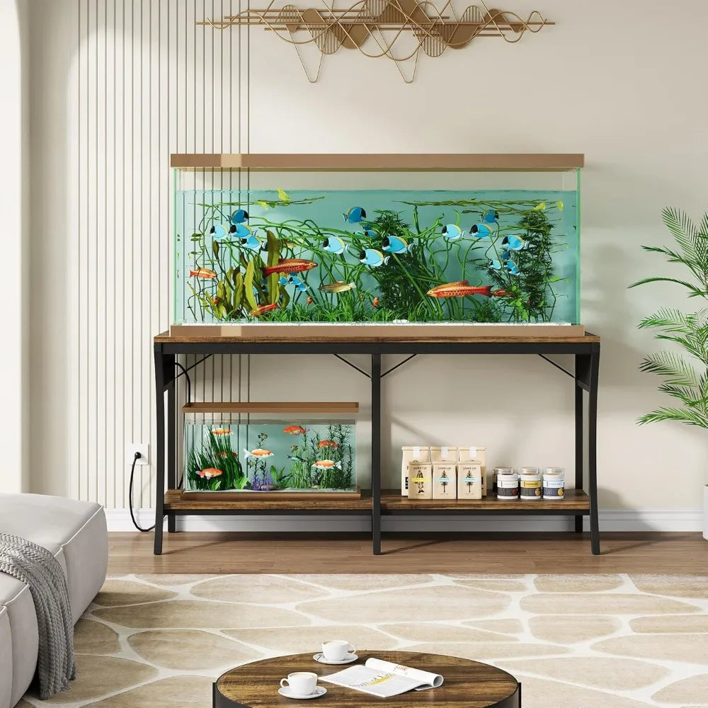 55 To 90 Gallon Fish Tank Stand Two Tier With LED Light