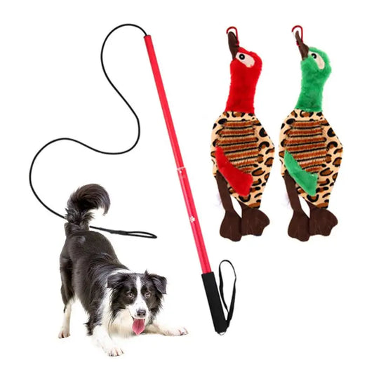 Interactive Flirt Pole Toy Puppy Nylon Rope Teaser Wand