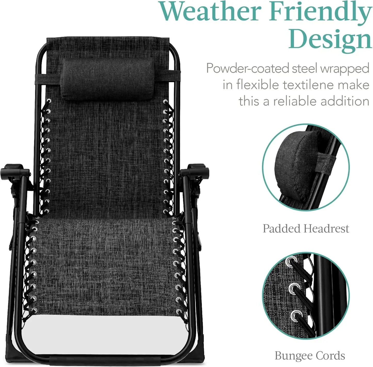 Oversized Zero Gravity Chair, Folding Outdoor Patio Recliner, XL Anti Gravity Lounger w/Removable Cushion, Cup Holder, Side Tray