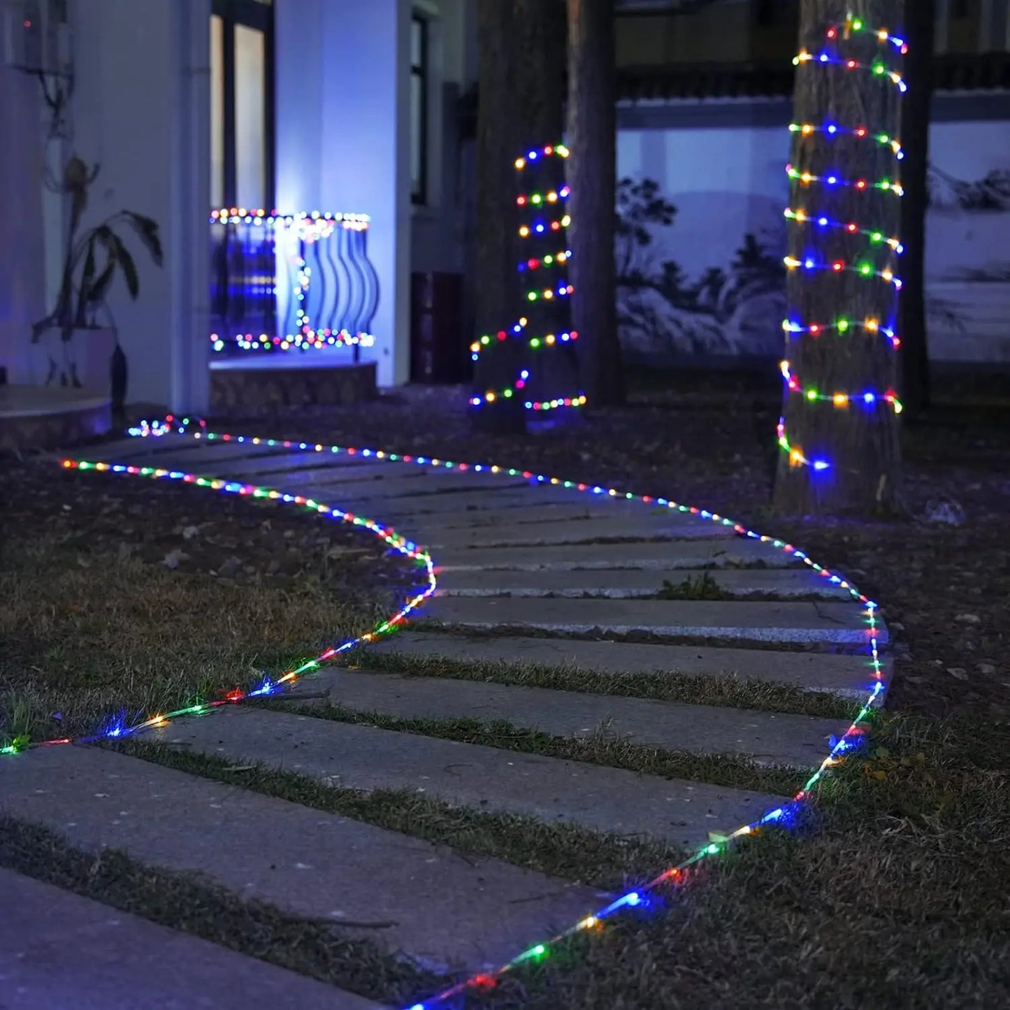107ft300LED Solar Rope Lights Waterproof IP65 Outdoor String Lights with 8 Modes for Garden Christmas