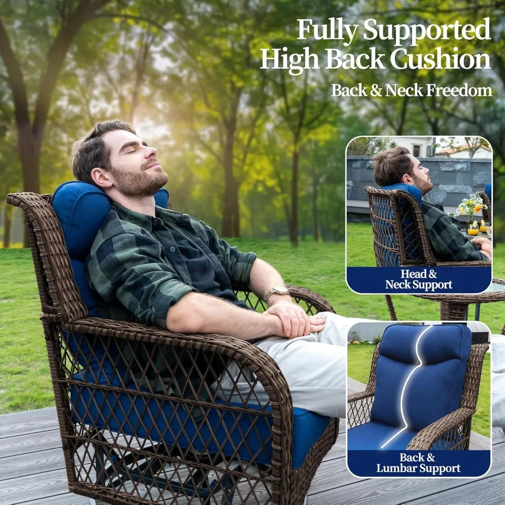 Outdoor 5 Piece Patio Swivel Chairs Set With Ottomans