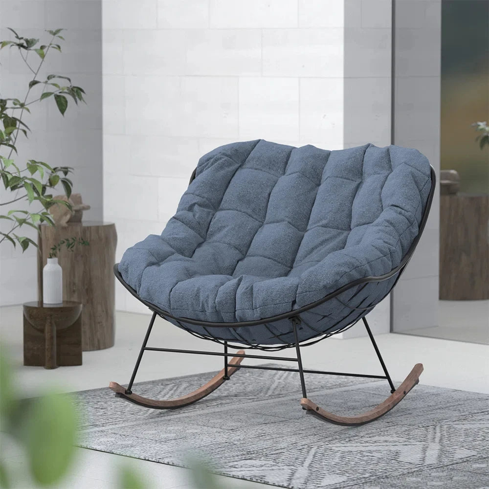 Oversized Papasan Rocking Chair With Cushion For Patio