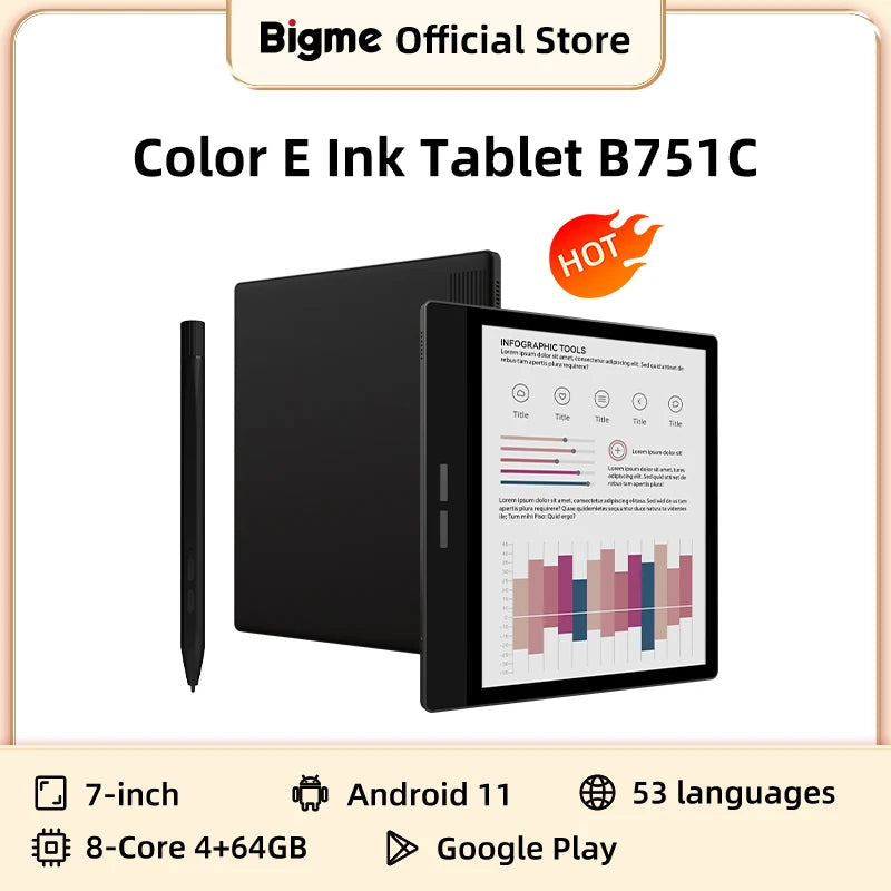 Bigme B751C 7 Inch Color E Ink Screen Ereader Ebook Tablet