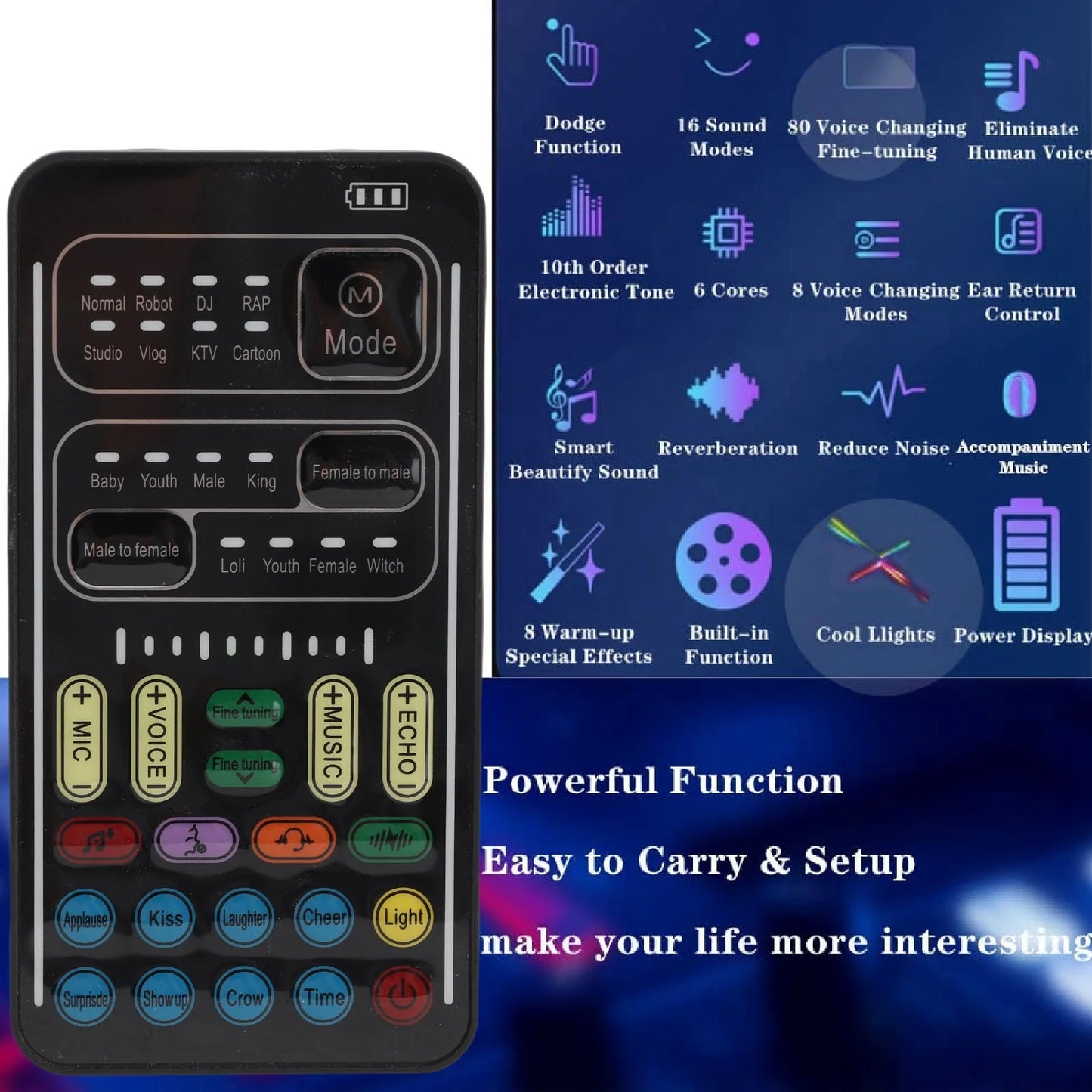 Aramox Voice Changer Handheld Portable With 8 Sound Effects
