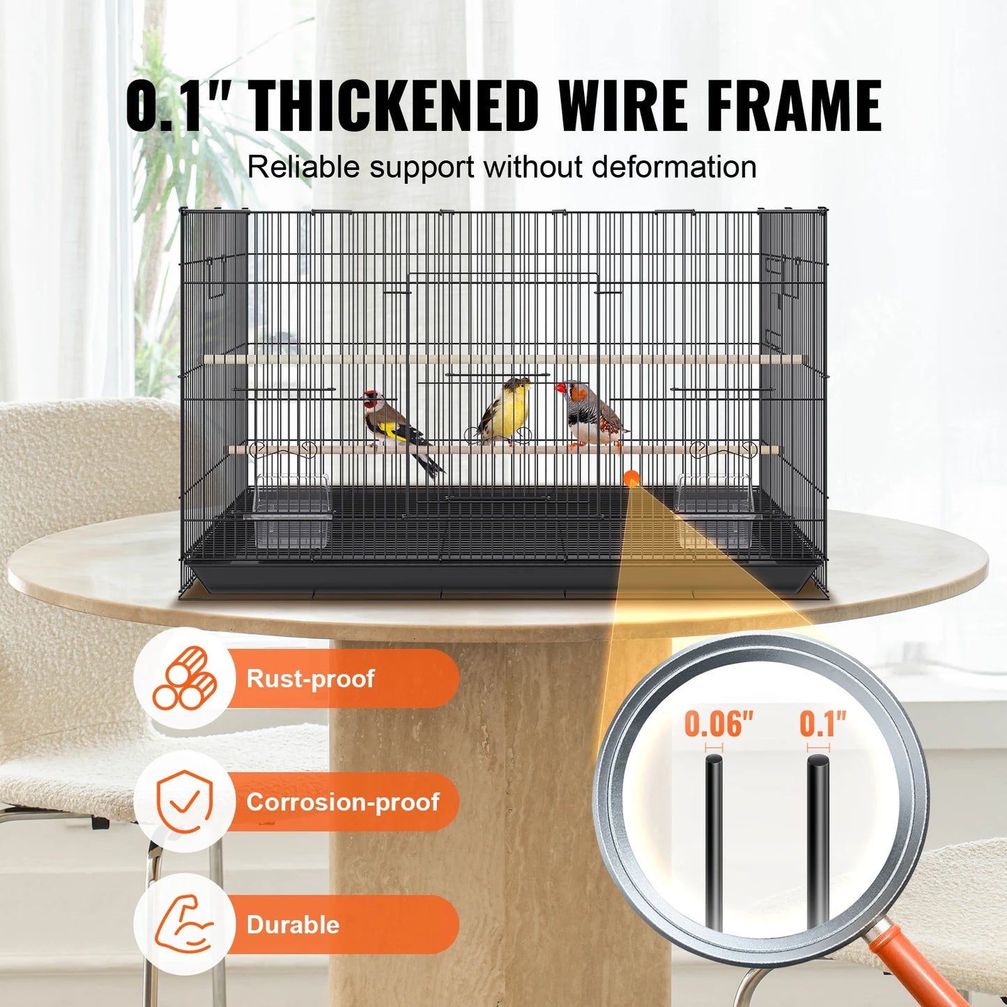 VEVOR 30inch Pet Bird Cage Metal Large Parakeet Cages with Rolling Stand Tray for Cockatiels Parrot Budgies Lovebirds Canaries