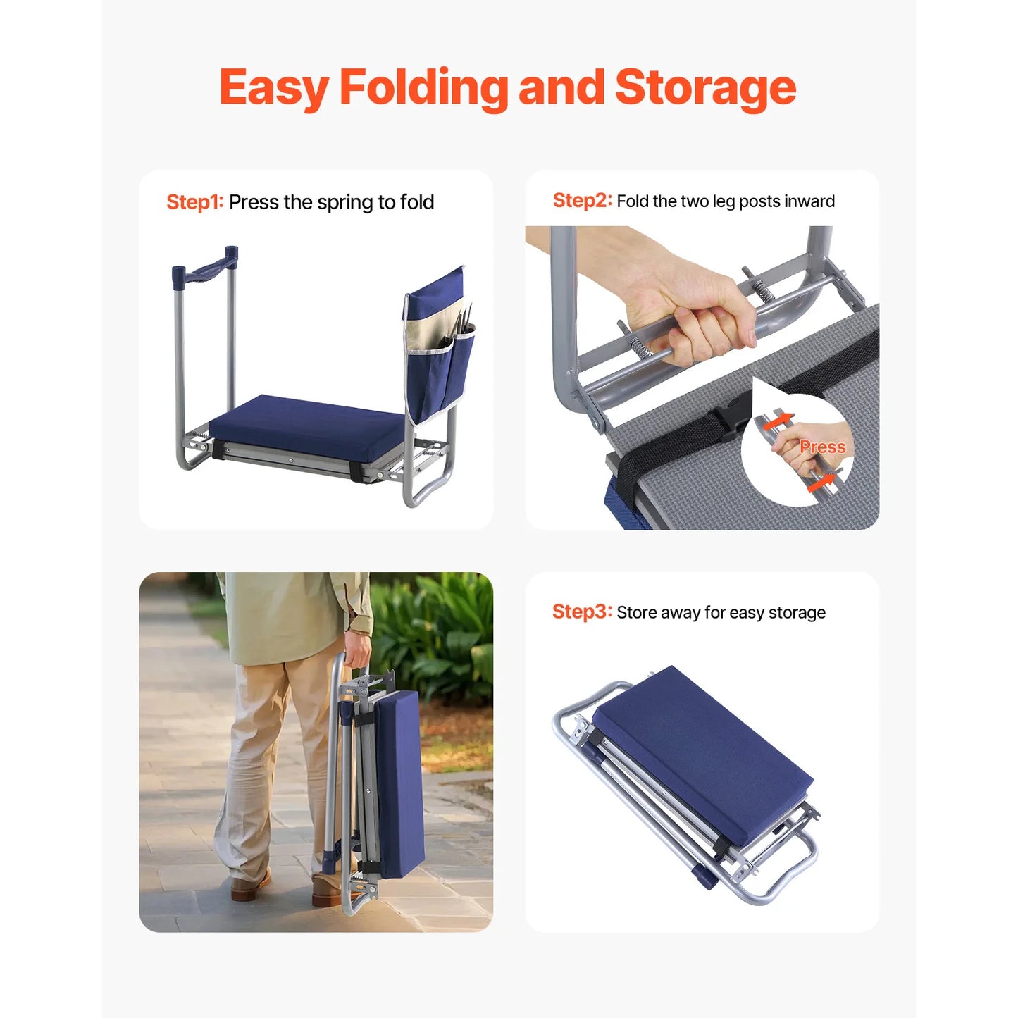 SucceBuy Garden Kneeler And Seat Folding With Tool Bag