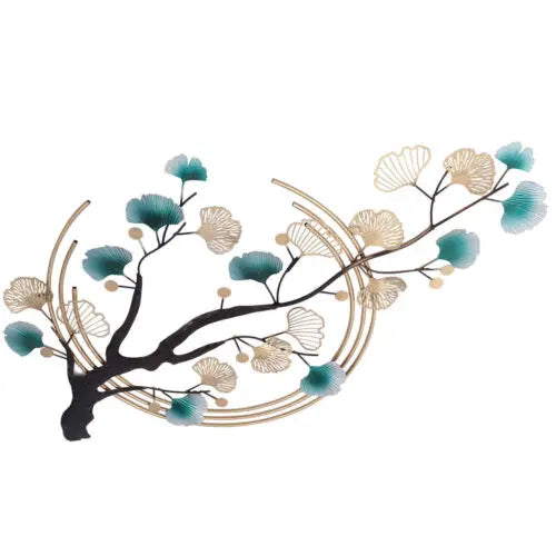 3D Ginkgo Leaf Metal Wall Decor Art Nature Wall Mounted Sculpture for Living Room Bedroom