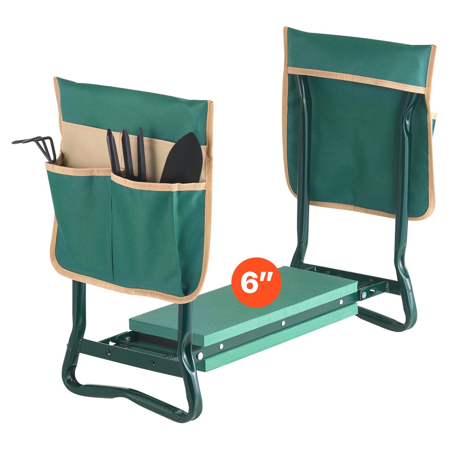 SucceBuy Garden Kneeler Seat 6 Inch Wide With 2 Tool Bags