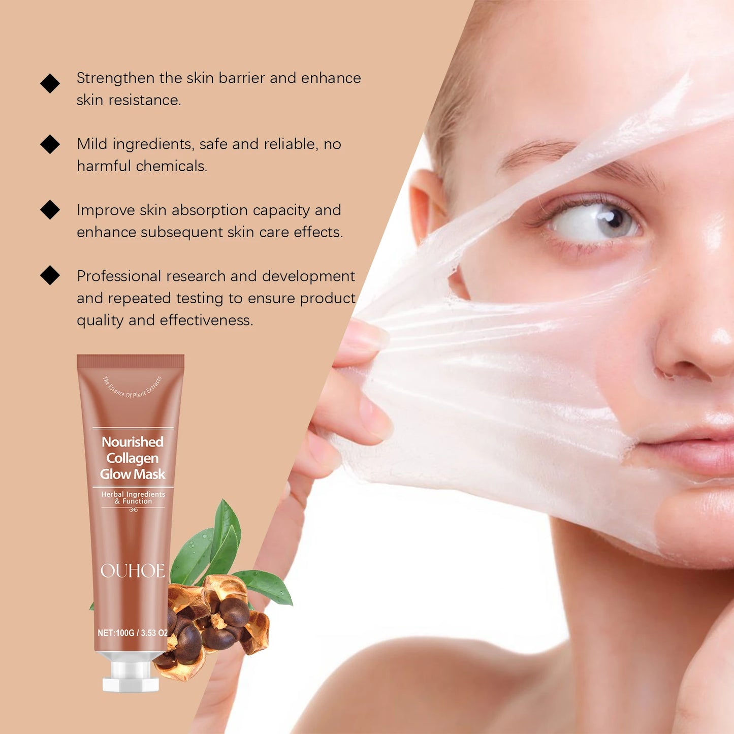 Collagen Peeling Mask Peeling Frozen Mask Facial Skin Care Brightening Skin Moisturizing Hydrating and Reducing Facial Fine Line