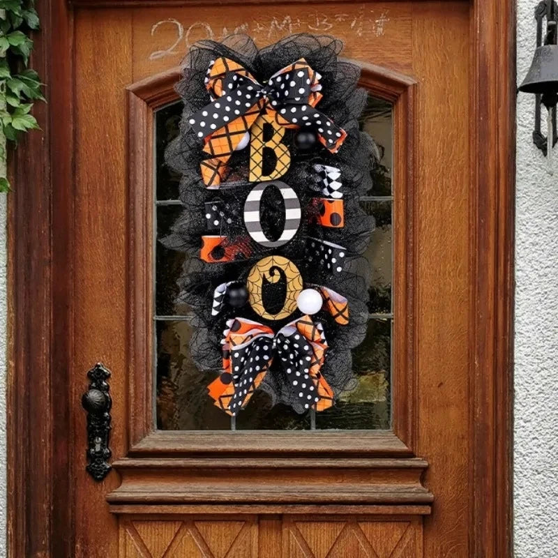 Halloween Wreath Garland Door Decoration Boo Doorplate