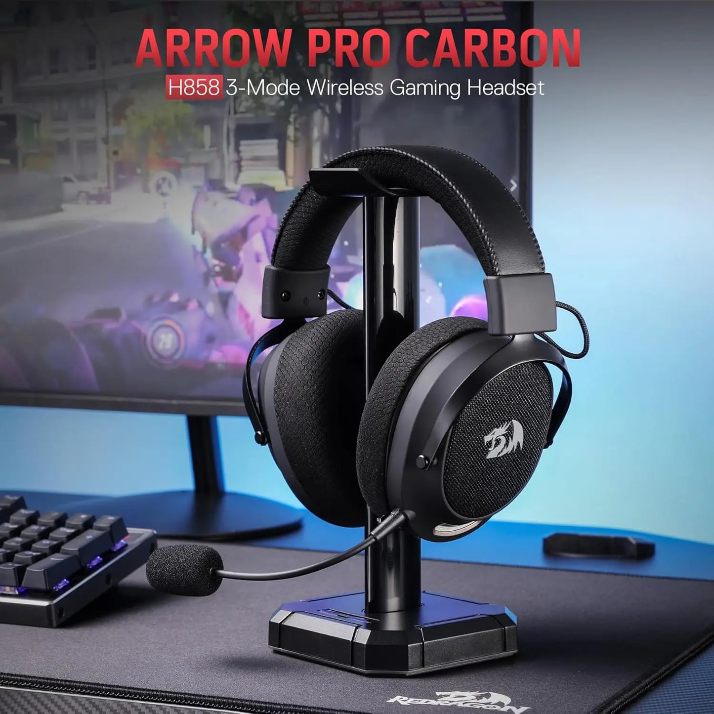 Redragon H858 Gaming Headset 2.4GHz Bluetooth Wired Gray