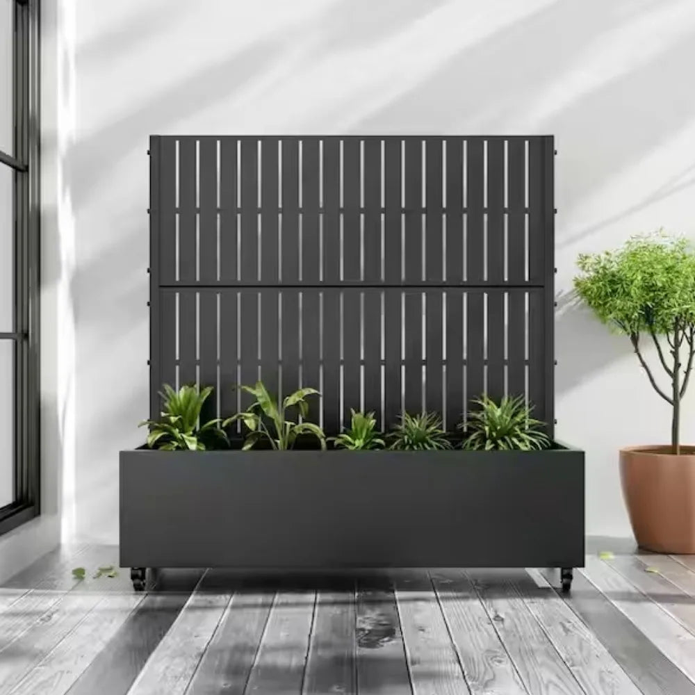 Metal Planter Box With Trellis For Vine Climbing Plants