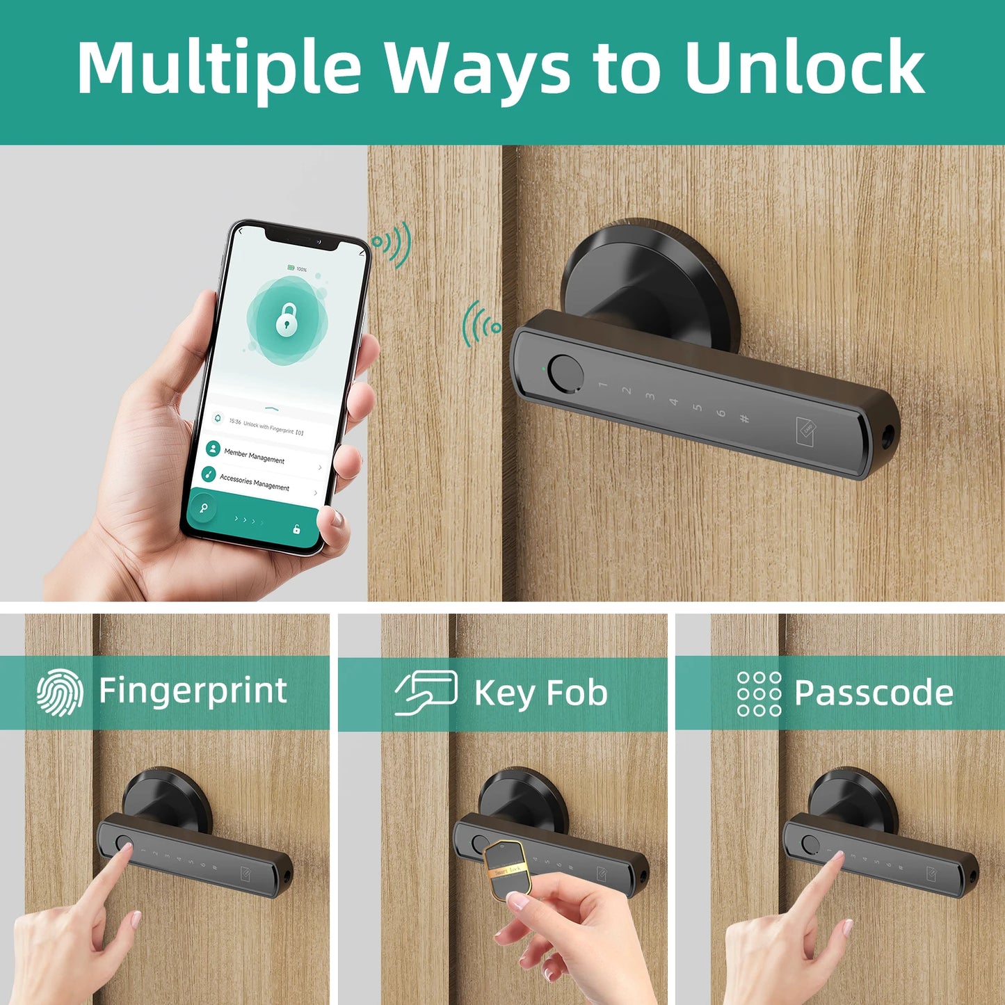 Viladepot Smart Lock Fingerprint Door Lock with App Remote Control Passcode Unlock Electronic Touchscreen Keypad