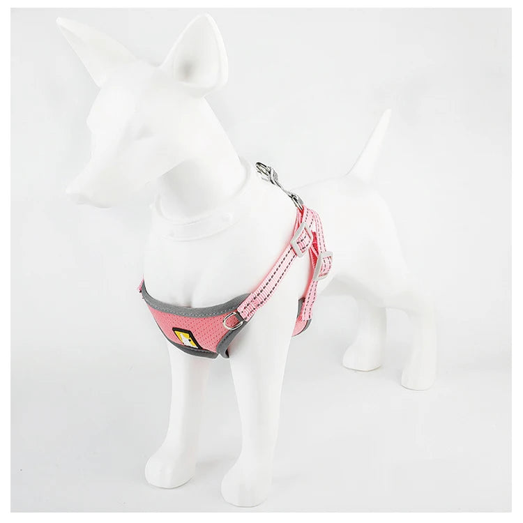 Amaz Seller Breathable Adjustable Reflective Pet Dog Harness Set with Leash for Small Medium Dogs