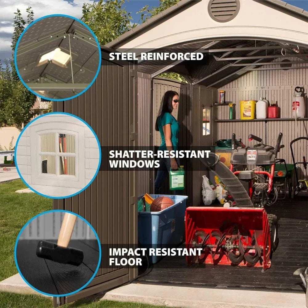 Customizable Storage Shed Dual Entry Desert Sand 15x8