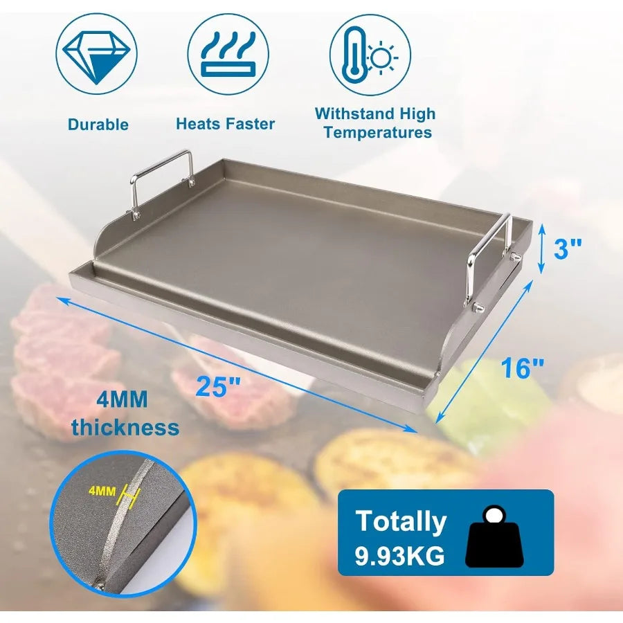 Cast Iron Griddle for Gas Grill 25x16 Flat Top Teppanyaki