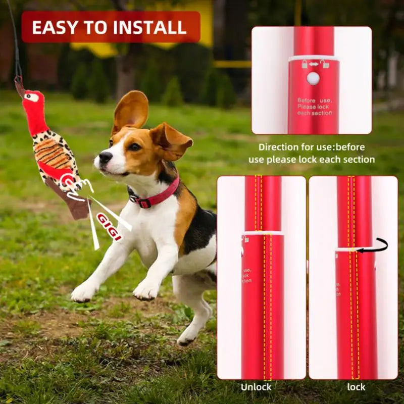Interactive Flirt Pole Toy Puppy Nylon Rope Teaser Wand