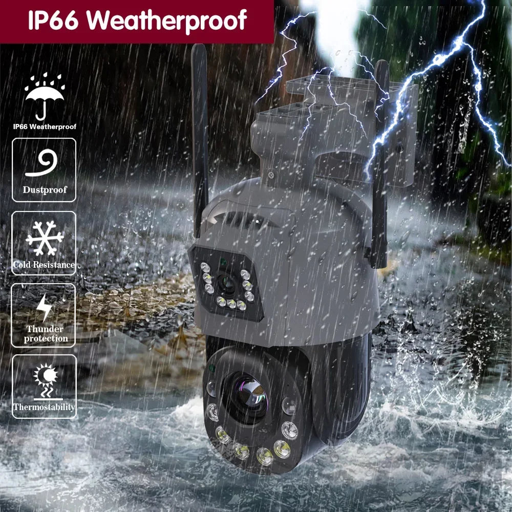 50X Optical Zoom Dual Lens PTZ Wifi Camera Outdoor Audio 150-200M 6MP Color NightVision IP Camera iCsee With 128G TF Card P2P