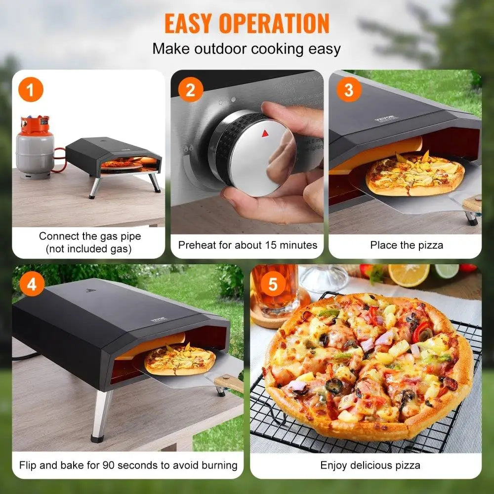 13 Inch Portable Gas Pizza Oven for Outdoor for camping Folding Design