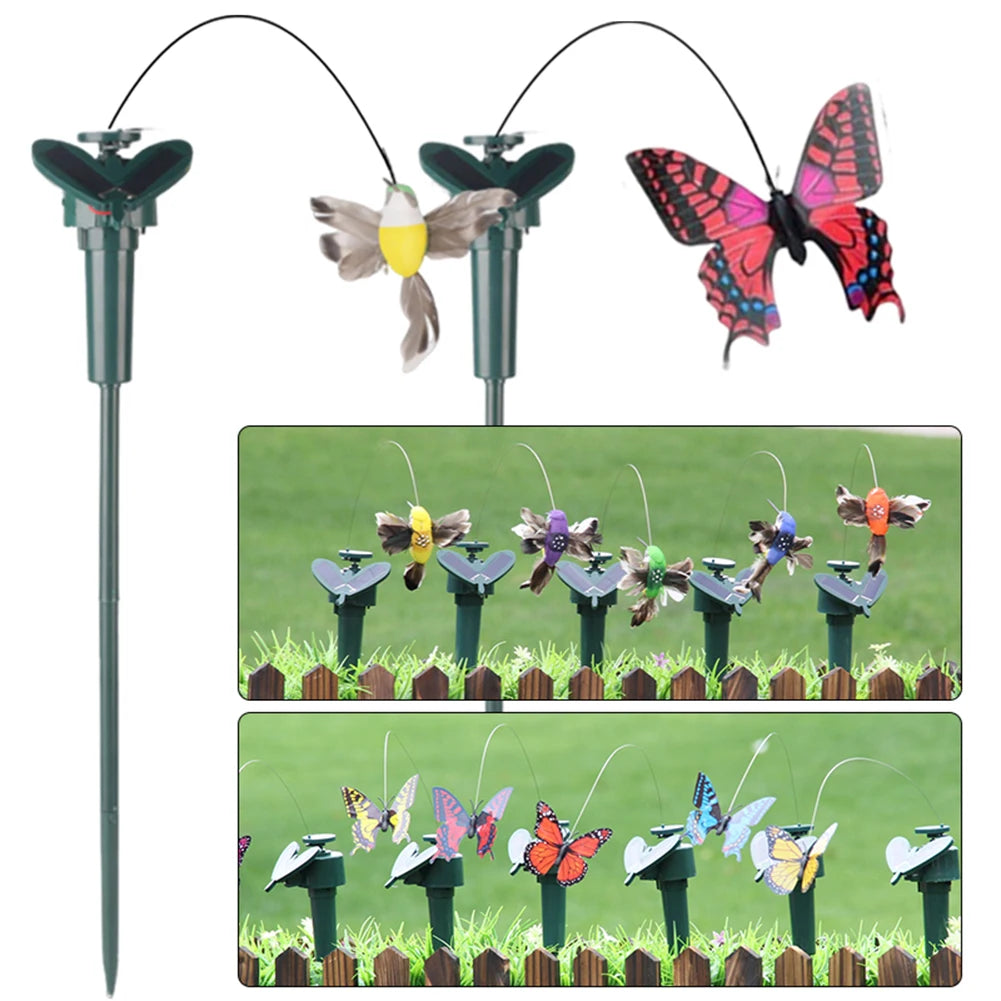 Solar Garden Dancing Ornament Solar Powered Flying Wobble Cute Animal Fluttering Butterfly Ornament Yard Outdoor Lawn Decor