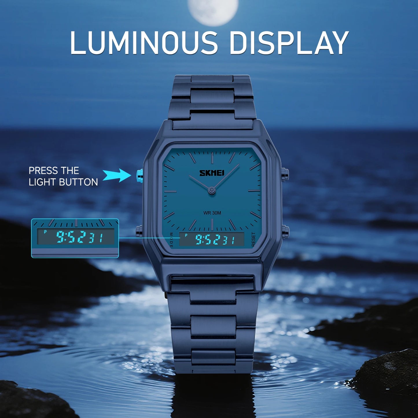 Skmei Fashion Analog Watch Luminous Dual Display Quartz