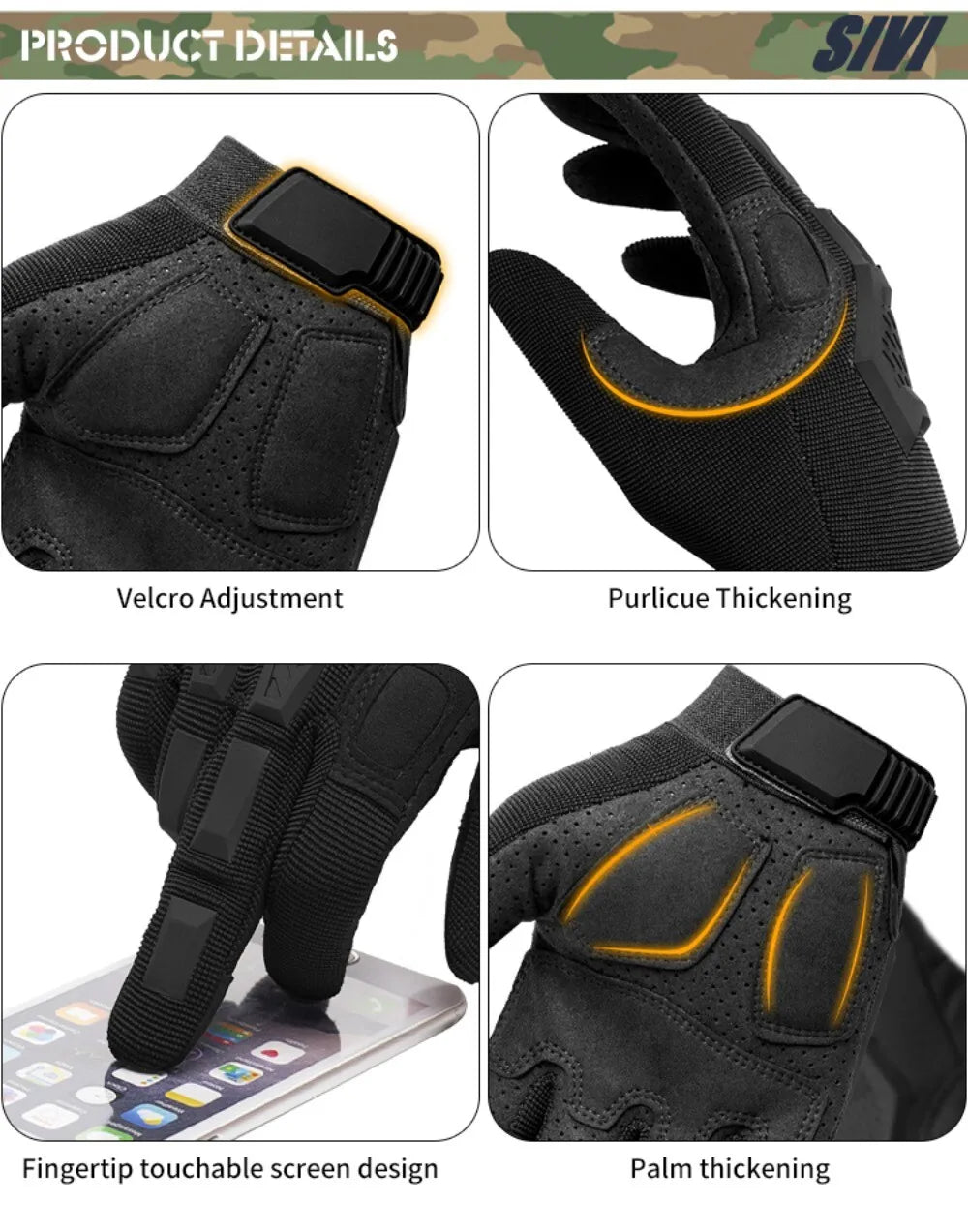 Tactical Gloves for Men Women Motorcycle Gloves Touchscreen Airsoft Hunting Shooting Gloves for Outdoor Climbing Training Gloves