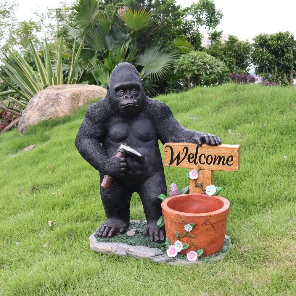 Unique Statues Planter Gorilla Statue - Gorilla Flower Pot Kingkong Garden Sculptures Animal Landscaping Ornament