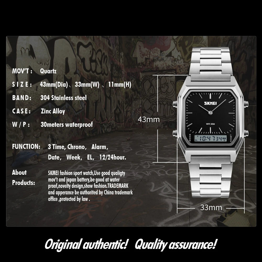 Skmei Digital Watch Dual Time Waterproof Chronograph Unisex