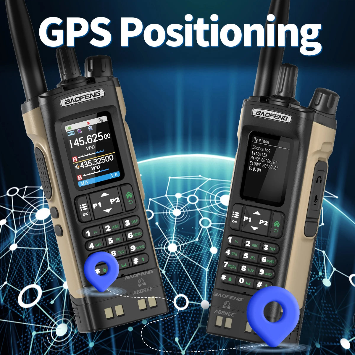 Walkie Talkie Baofeng UV-32 Multi Band 10W GPS Bluetooth Programming Amateur AM Two Way Radio with 2.0" Screen Type-C Ham Radio