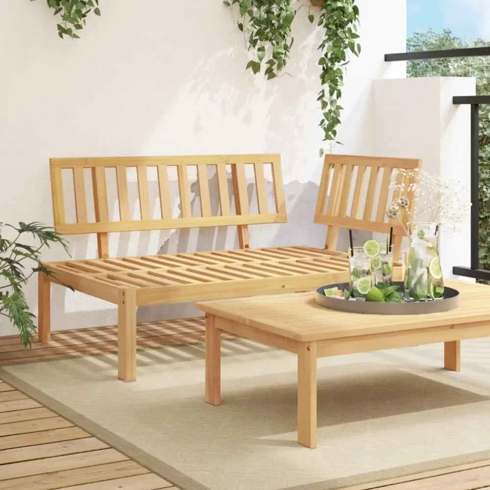 Patio Pallet Corner Sofa - Outdoor Garden/Patio/Terrace Seating - Solid Acacia Wood, Light Brown - 52.4"x36.2"x27.2"