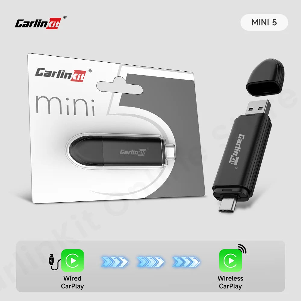 Carlinkit Mini 5 Pro Wireless Carplay Android auto Adapter for Car Intelligent Systems Upgrade Ble Wifi Seamless Connection