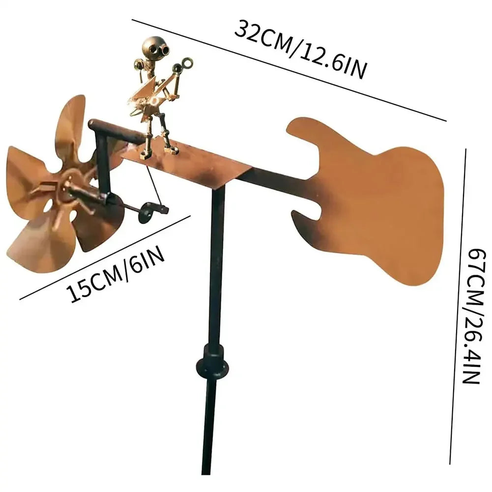 Drummer Windmill Handmade Metal Percussionist Figurine Rockin Art Garden Decor for Music Lovers & Collectors Yard Ornaments