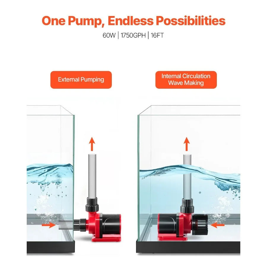 24V DC Aquarium Water Pump With Controller 60W 1750GPH