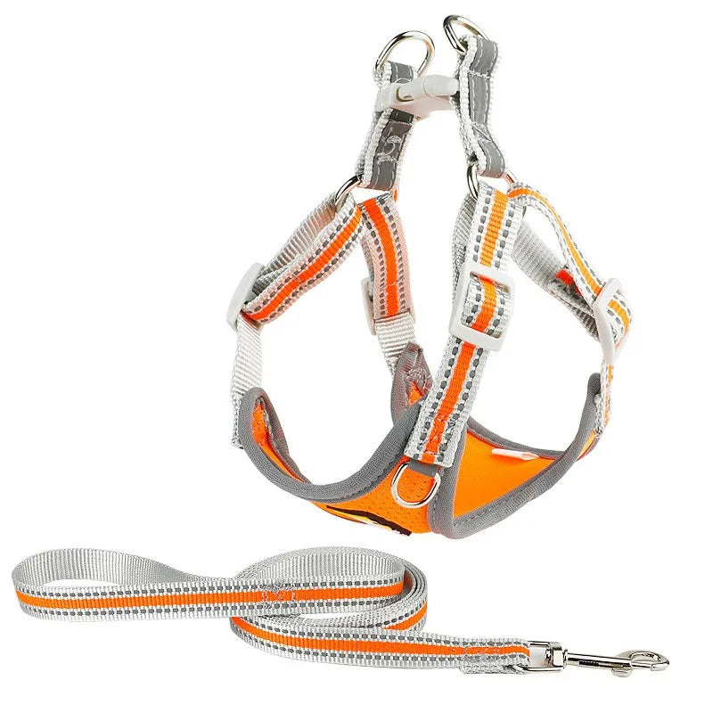 Amaz Seller Breathable Adjustable Reflective Pet Dog Harness Set with Leash for Small Medium Dogs